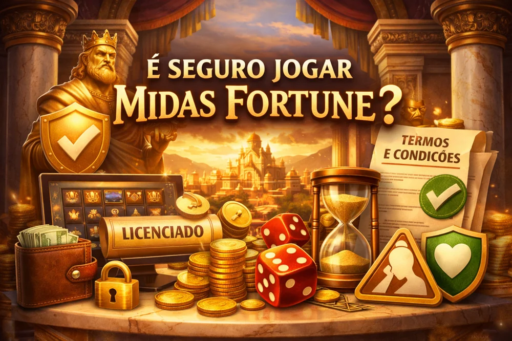Midas Fortune com elementos de segurança, verificação, documentos e proteção visual para representar jogo seguro no Brasil